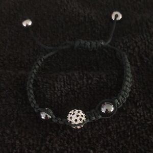 Black Braided Bracelet with Silver Accents